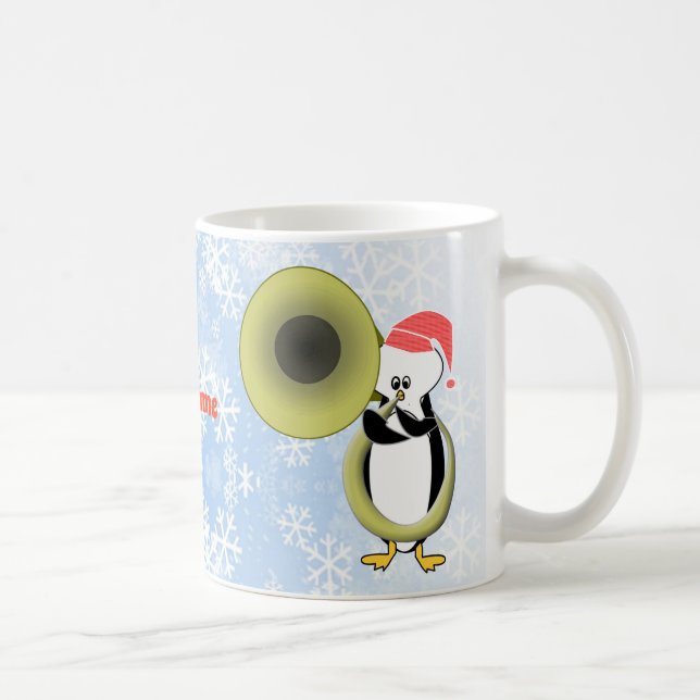 Taza De Café Pingüino personalizable Navidades de Tuba Mug (Derecha)