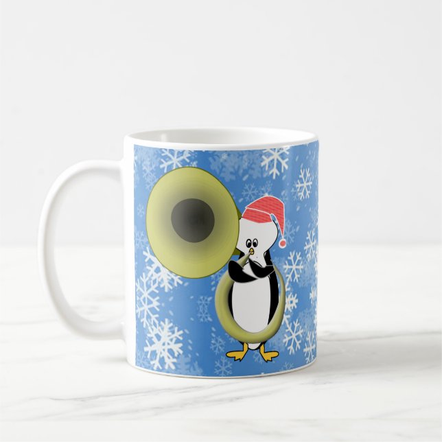 Taza De Café Pingüino personalizable Navidades de Tuba Mug (Izquierda)