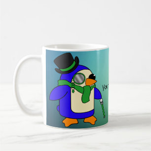 Taza De Café Pingüino personalizado lindo verde azulado verde e