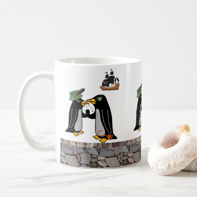 Taza De Café Pingüino Pirata Mug (Con donut)