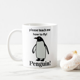 Taza De Café Pingüino Por Favor Enséñame a Volar Pingüino Diver