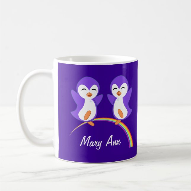 Taza De Café Pingüino púrpura (Izquierda)
