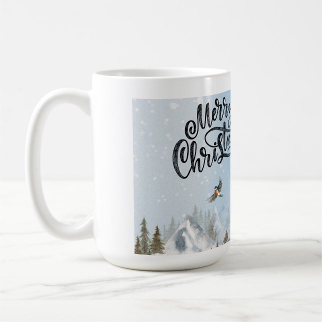 Taza De Café Pingüino Rústico Tradicional Invierno Feliz Navida (Izquierda)