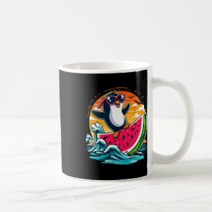 Taza De Café Pingüino Solitarios Surf de Sandía Verano Atardece