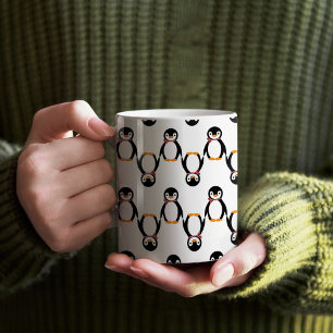 Taza De Café Pingüino sonriente con bufanda