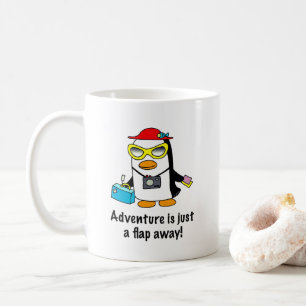 Taza De Café Pinguino Turista Aventura Al Vuelo