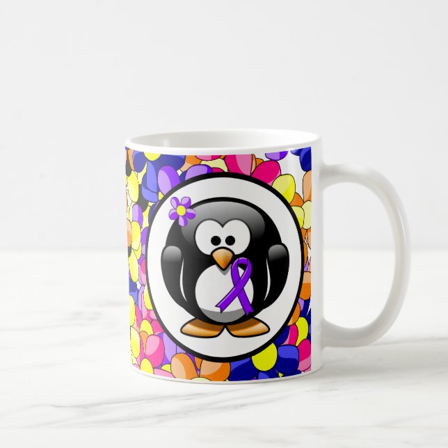 Taza De Café Pingüino Violeta de Cinta, linfoma de Hodgkin (Derecha)