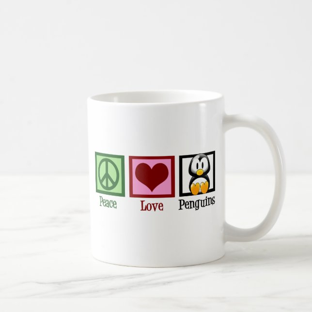 Taza De Café Pingüinos de amor por la paz (Derecha)