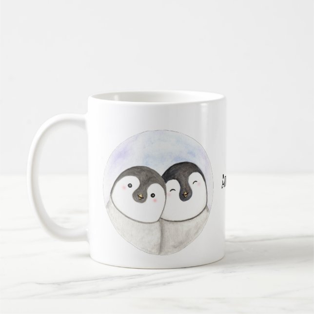 Taza De Café Pingüinos de bebé lindo Nombre personalizado Regal (Izquierda)