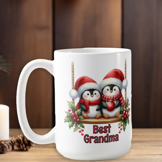 Taza De Café Pingüinos de Navidad Mejor Abuela (Cute penguins Best Grandma Christmas mug)