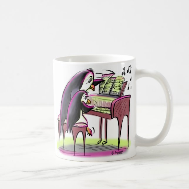Taza De Café pingüinos del piano (Derecha)