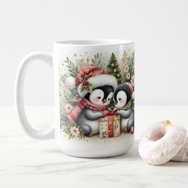 Taza De Café Pingüinos navidades 5 (Con donut)