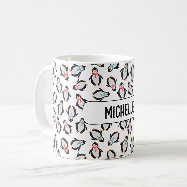 Taza De Café Pingüinos Navidades de nieve divertidos (Anverso izquierdo)