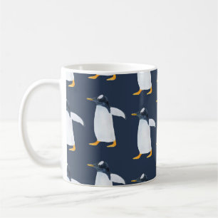 Taza De Café Pingüinos: Pequeña acuarela oscura