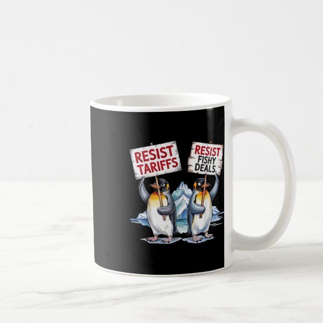 Taza De Café Pingüinos resistentes protestan contra Pengu, el c (Derecha)