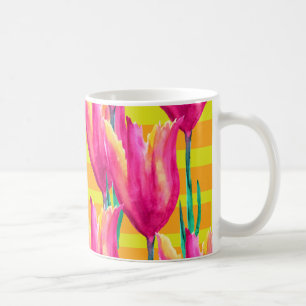 Taza De Café Pinik Tulips patrón Mug