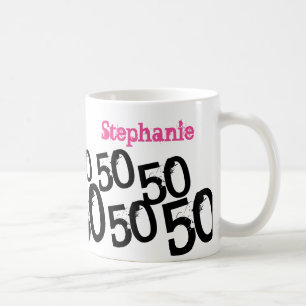 Taza De Café Pink 50. cumpleaños personalizado