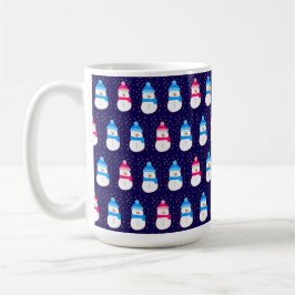 Taza De Café Pink and Blue Winter Snowmen