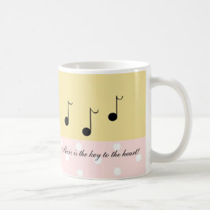 Taza De Café Pink and Cream With Black Musical Notes