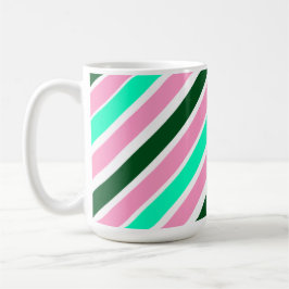 Taza De Café Pink and Green Christmas Candy Stripes 