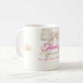 Taza De Café Pink Blush Bow Princess Ribbon Thank You Coffee