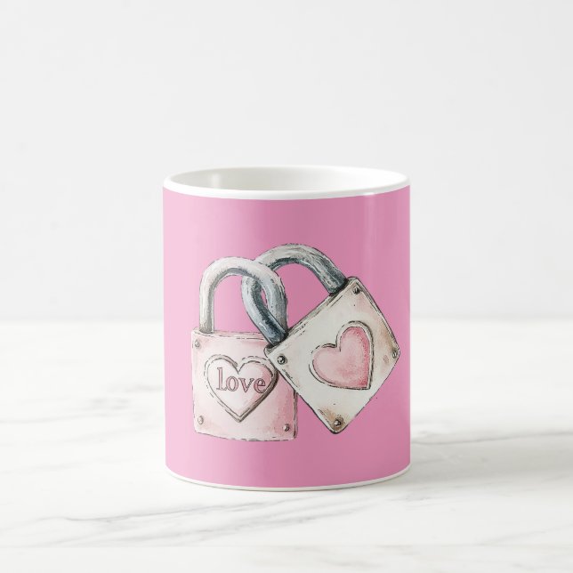 Taza De Café Pink Blush Love Heart Locks (Centro)