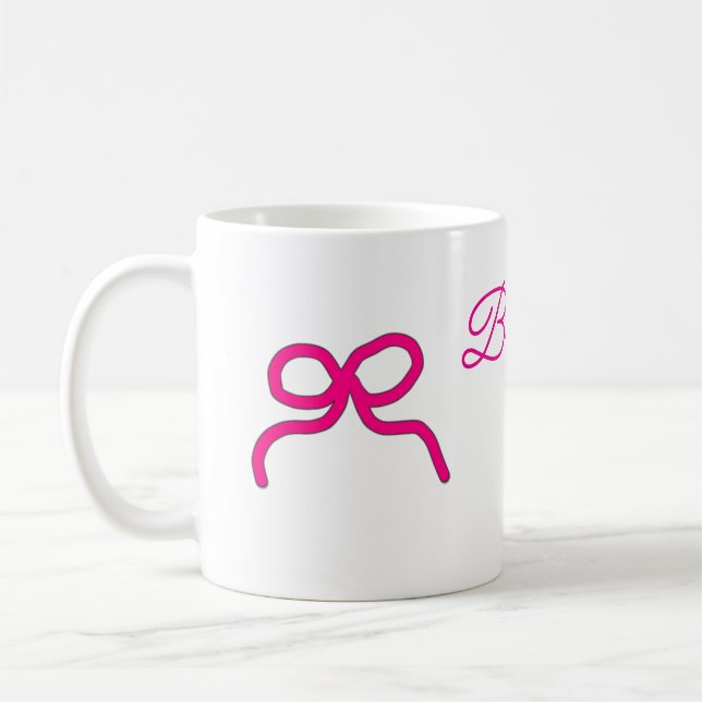 Taza De Café PINK BOW minimaladd nombre de dama de honor año de (Izquierda)