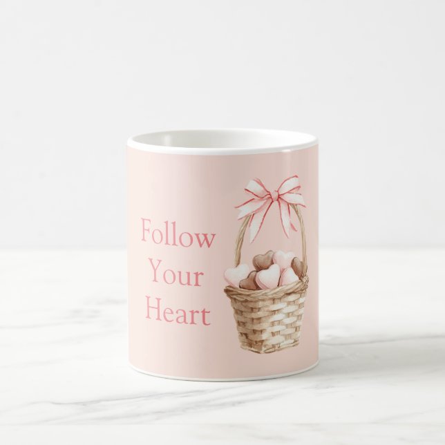 Taza De Café Pink Bow Strawberry Chocolate Hearts Basket (Centro)