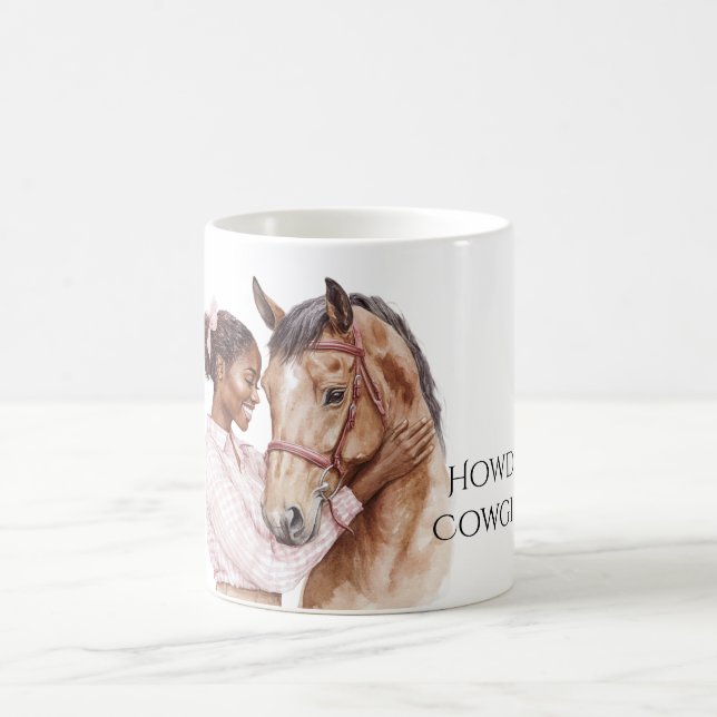 Taza De Café Pink Bow Western Farm Cowgirl Horse (Centro)
