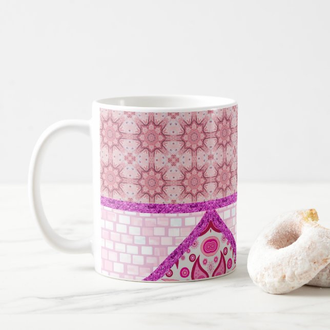 Taza De Café Pink Brick Paisley Mug (Con donut)