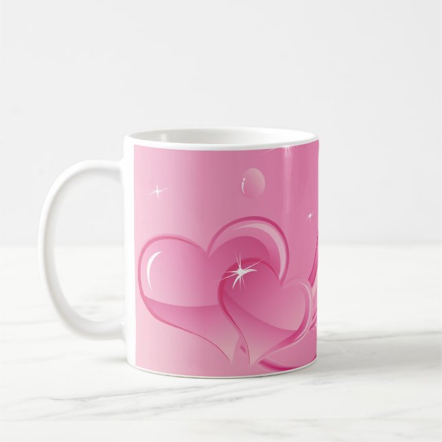Taza De Café Pink Bubble Hearts Mug (Izquierda)