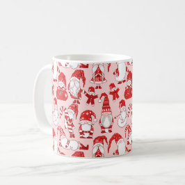 Taza De Café Pink Christmas Gnome & Gingerbread Pattern