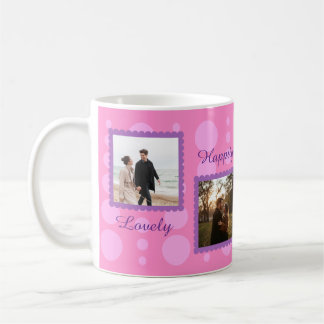 Taza De Café Pink Couple Photo Design with Custom Text Coffee M