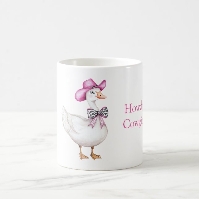 Taza De Café Pink Cowgirl Hat Cow Print Bow Goose (Centro)