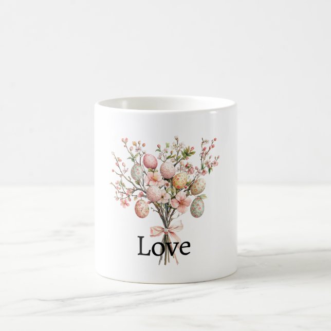 Taza De Café Pink Easter Eggs Flowers Bouquet (Centro)
