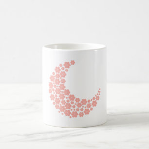 Taza De Café Pink Floral Crescent Moon – Boho Minimalist Moon 