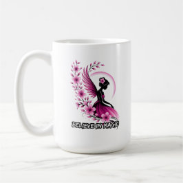Taza De Café Pink Floral Fairy-Silhouette