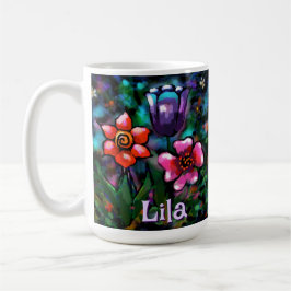 Taza De Café Pink floral floral púrpura suntuoso personalizado