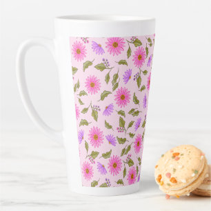 Taza de café Pink Floral Lacy Daisy Latte