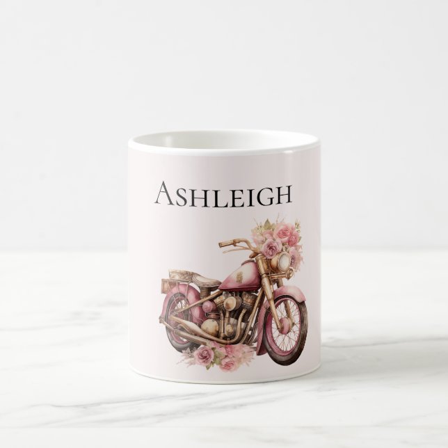 Taza De Café Pink Floral Motorcycle   (Centro)