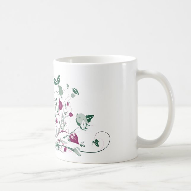 Taza De Café Pink Floral Swirl Mug (Derecha)