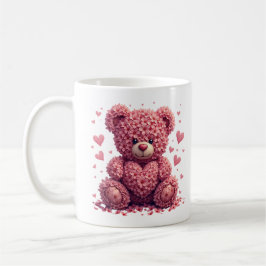 Taza De Café Pink Floral Valentine Teddy Bear