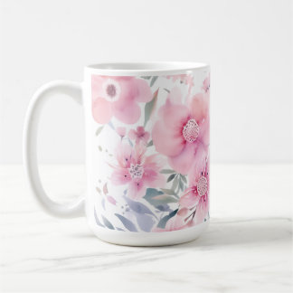 Taza De Café Pink Floral Watercolor 