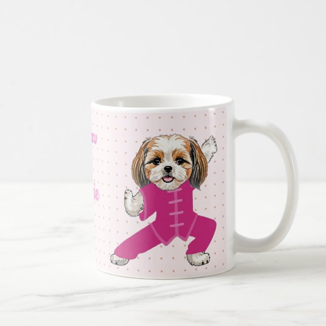 Taza De Café Pink – Funny Shih Tzu Martial Arts Dog (Derecha)