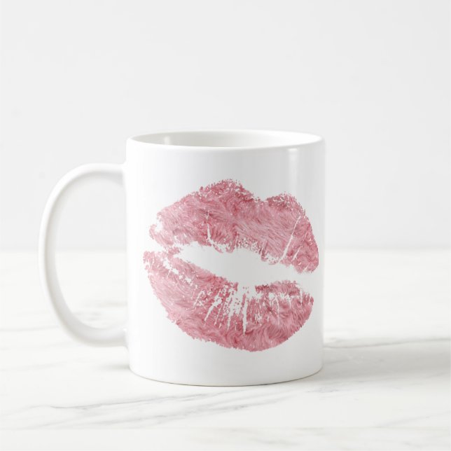 Taza De Café Pink Fur Lips Bonito Coffee Mug (Izquierda)
