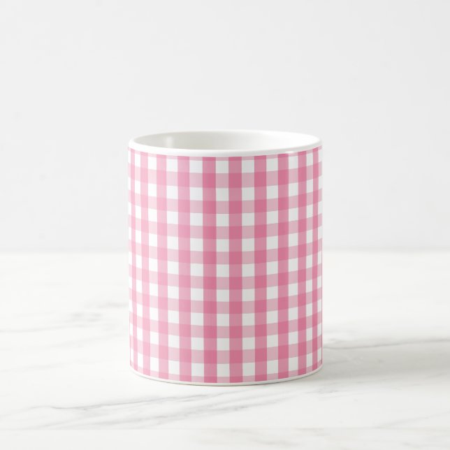 Taza De Café Pink Gingham Check Pattern Two-Tone Coffee Mug (Centro)