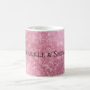 Taza De Café Pink Glitzy Sparkle Personalizado