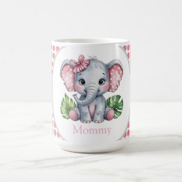 Taza De Café Pink Hair Bow Cute Elephant Baby Shower Mommy