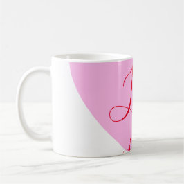 Taza De Café Pink heart love happy Valentine's day text red nam