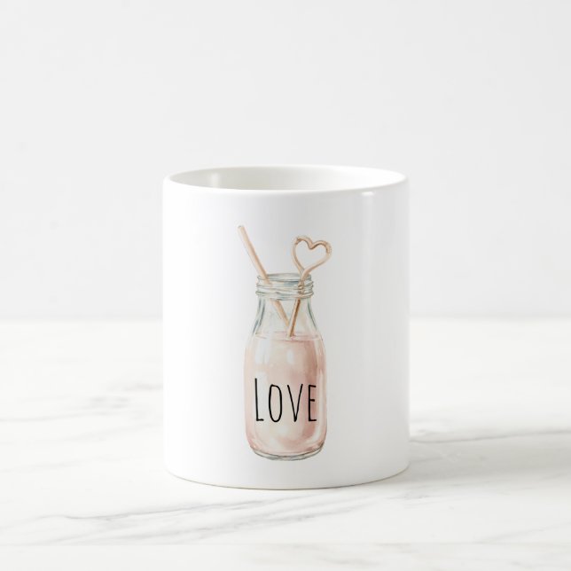 Taza De Café Pink Heart Straw Strawberry Milk (Centro)